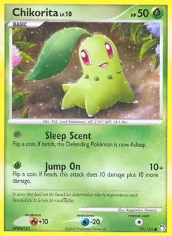 Chikorita — Mysterious Treasures #77, 2007. Illustrated by Kagemaru Himeno.