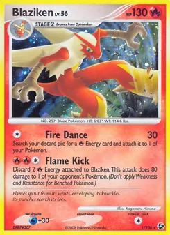 Blaziken — Great Encounters #1, 2008. Illustrated by Kagemaru Himeno.