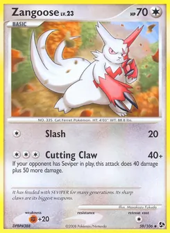 Zangoose — Great Encounters #59, 2008. Illustrated by Masakazu Fukuda.
