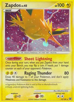 Zapdos — Majestic Dawn #14, 2008. Illustrated by Mitsuhiro Arita.