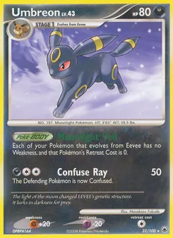 Umbreon — Majestic Dawn #32, 2008. Illustrated by Masakazu Fukuda.