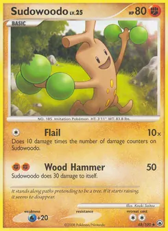 Sudowoodo — Majestic Dawn #48, 2008. Illustrated by Kouki Saitou.