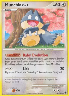 Munchlax — Majestic Dawn #68, 2008. Illustrated by Masakazu Fukuda.