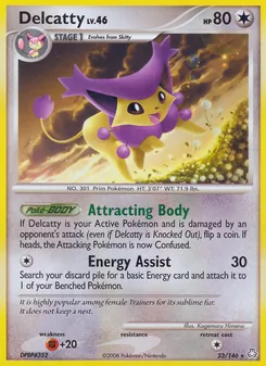 Delcatty — Legends Awakened #23, 2008. Illustrated by Kagemaru Himeno.