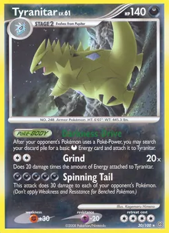 Tyranitar — Stormfront #30, 2008. Illustrated by Kagemaru Himeno.