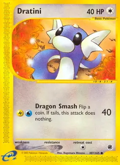 Dratini — Expedition Base Set #107, 2002. Illustrated by Kagemaru Himeno.