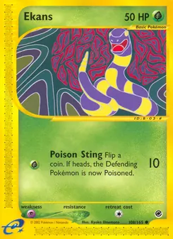 Ekans — Expedition Base Set #108, 2002. Illustrated by Kyoko Umemoto.