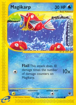 Magikarp — Expedition Base Set #118, 2002. Illustrated by Tomokazu Komiya.
