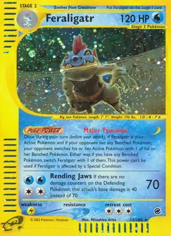 Feraligatr — Expedition Base Set #12, 2002. Illustrated by Mitsuhiro Arita.
