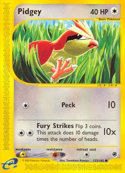 Pidgey — Expedition Base Set #123, 2002. Illustrated by Tomokazu Komiya.