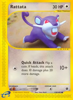 Rattata — Expedition Base Set #128, 2002. Illustrated by Yuka Morii.