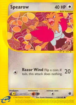 Spearow — Expedition Base Set #130, 2002. Illustrated by Kyoko Umemoto.