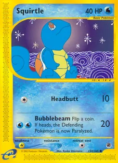 Squirtle — Expedition Base Set #132, 2002. Illustrated by Kyoko Umemoto.
