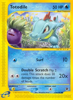 Totodile — Expedition Base Set #134, 2002. Illustrated by Mitsuhiro Arita.