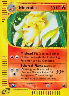 Ninetales — Expedition Base Set #21, 2002. Illustrated by Atsuko Nishida.