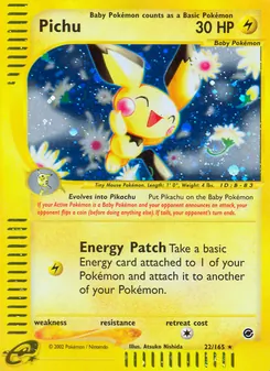 Pichu — Expedition Base Set #22, 2002. Illustrated by Atsuko Nishida.