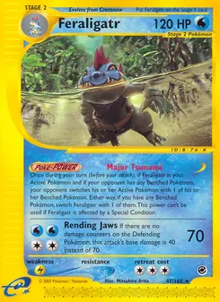 Feraligatr — Expedition Base Set #47, 2002. Illustrated by Mitsuhiro Arita.