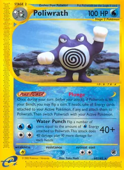 Poliwrath — Expedition Base Set #60, 2002. Illustrated by Yuka Morii.