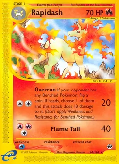 Rapidash — Expedition Base Set #62, 2002. Illustrated by Kagemaru Himeno.