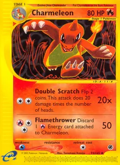 Charmeleon — Expedition Base Set #73, 2002. Illustrated by Tomokazu Komiya.