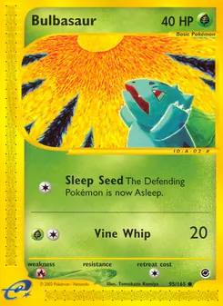 Bulbasaur — Expedition Base Set #95, 2002. Illustrated by Tomokazu Komiya.