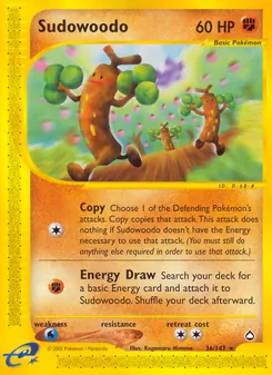 Sudowoodo — Aquapolis #36, 2003. Illustrated by Kagemaru Himeno.
