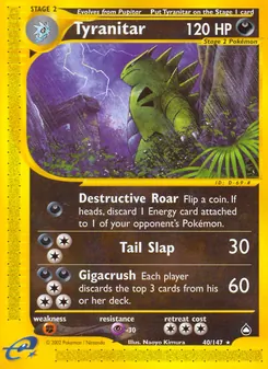 Tyranitar — Aquapolis #40, 2003. Illustrated by Naoyo Kimura.