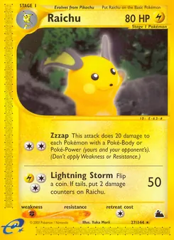 Raichu — Skyridge #27, 2003. Illustrated by Yuka Morii.