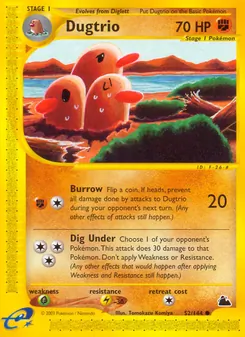 Dugtrio — Skyridge #52, 2003. Illustrated by Tomokazu Komiya.