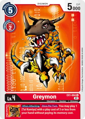 Greymon, Digimon card EX1-004
