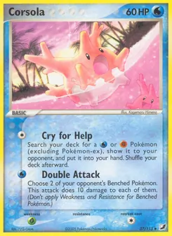 Corsola — Unseen Forces #37, 2005. Illustrated by Kagemaru Himeno.