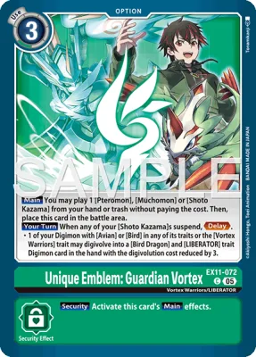 Unique Emblem: Guardian Vortex, Digimon card EX11-072