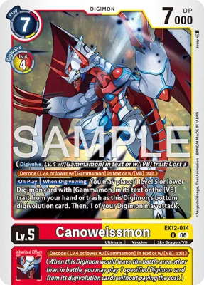 Canoweissmon, Digimon card EX12-014