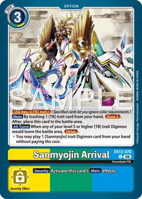 Sanmyojin Arrival, Digimon card EX12-070