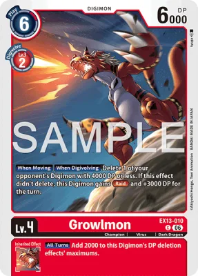 Growlmon, Digimon card EX13-010