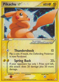 Pikachu Star — Holon Phantoms #104, 2006. Illustrated by Masakazu Fukuda.