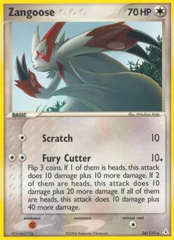 Zangoose — Holon Phantoms #34, 2006. Illustrated by Mitsuhiro Arita.