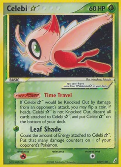 Celebi ☆ — Crystal Guardians #100, 2006. Illustrated by Masakazu Fukuda.