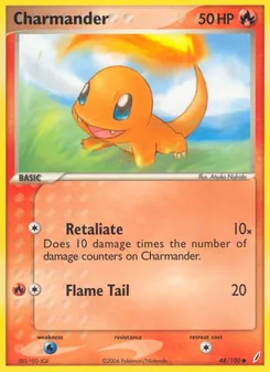 Charmander — Crystal Guardians #48, 2006. Illustrated by Atsuko Nishida.