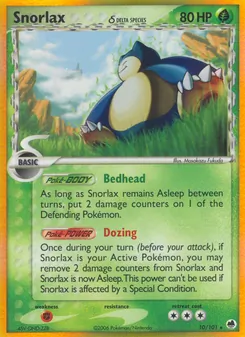 Snorlax δ — Dragon Frontiers #10, 2006. Illustrated by Masakazu Fukuda.
