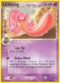 Lickitung δ — Dragon Frontiers #19, 2006. Illustrated by Masakazu Fukuda.