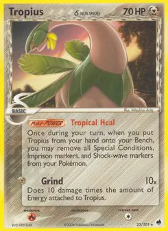 Tropius δ — Dragon Frontiers #23, 2006. Illustrated by Mitsuhiro Arita.