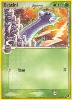 Dratini δ — Dragon Frontiers #46, 2006. Illustrated by Tomokazu Komiya.