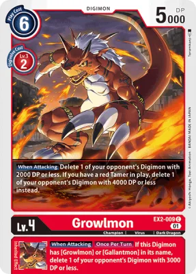 Growlmon, Digimon card EX2-009