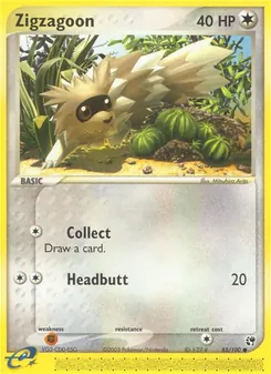 Zigzagoon — Sandstorm #85, 2003. Illustrated by Mitsuhiro Arita.