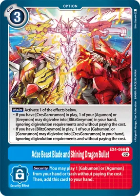 Adze Beast Blade and Shining Dragon Bullet, Digimon card EX4-066