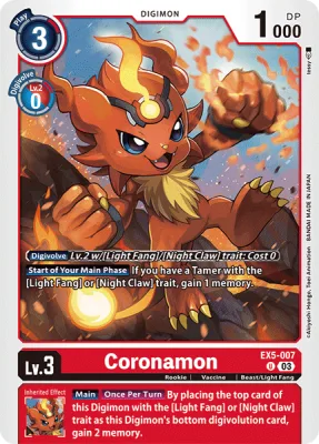 Coronamon, Digimon card EX5-007