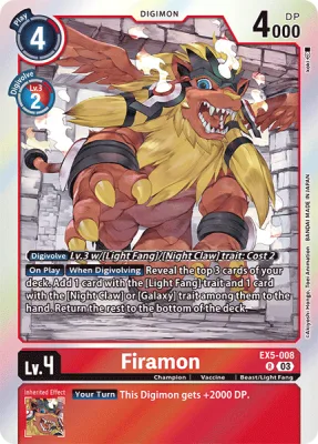 Firamon, Digimon card EX5-008