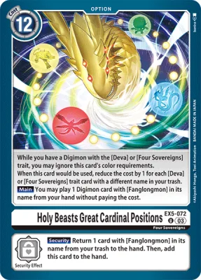 Holy Beasts Great Cardinal Positions, Digimon card EX5-072