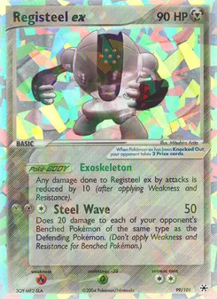 Registeel ex — Hidden Legends #99, 2004. Illustrated by Mitsuhiro Arita.